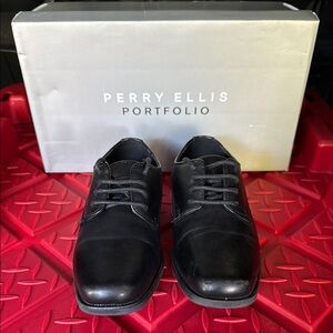 Perry Ellis Boys Black Dress Shoes Size 11C